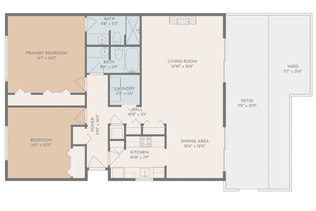 Floor Plan drawing to the Sycamore Green 2x2 Large Duplex Floor Plan drawing to the Sycamore Green 2x2 Large Duplex
